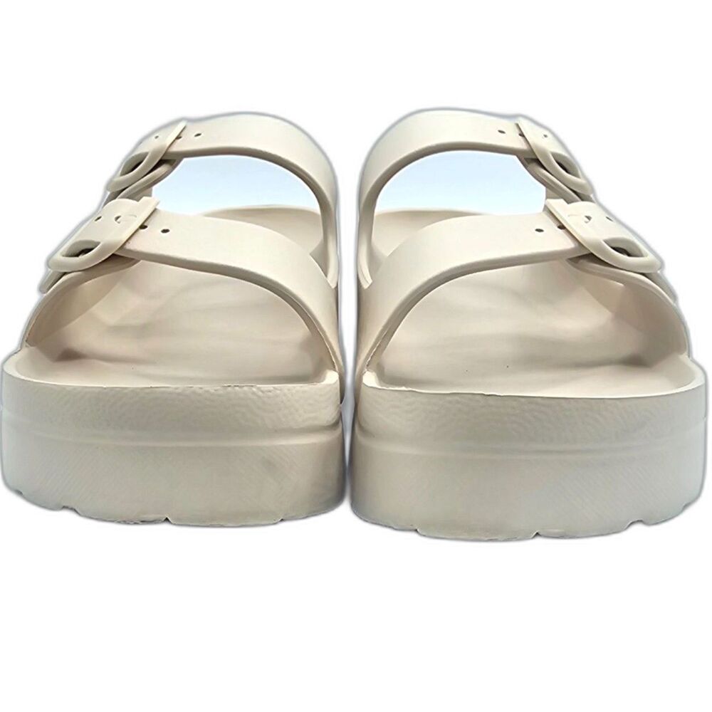 Women’s Cream Double Buckle Slides Size 39/8.5 Minimalist Comfort - Picture 3 of 11